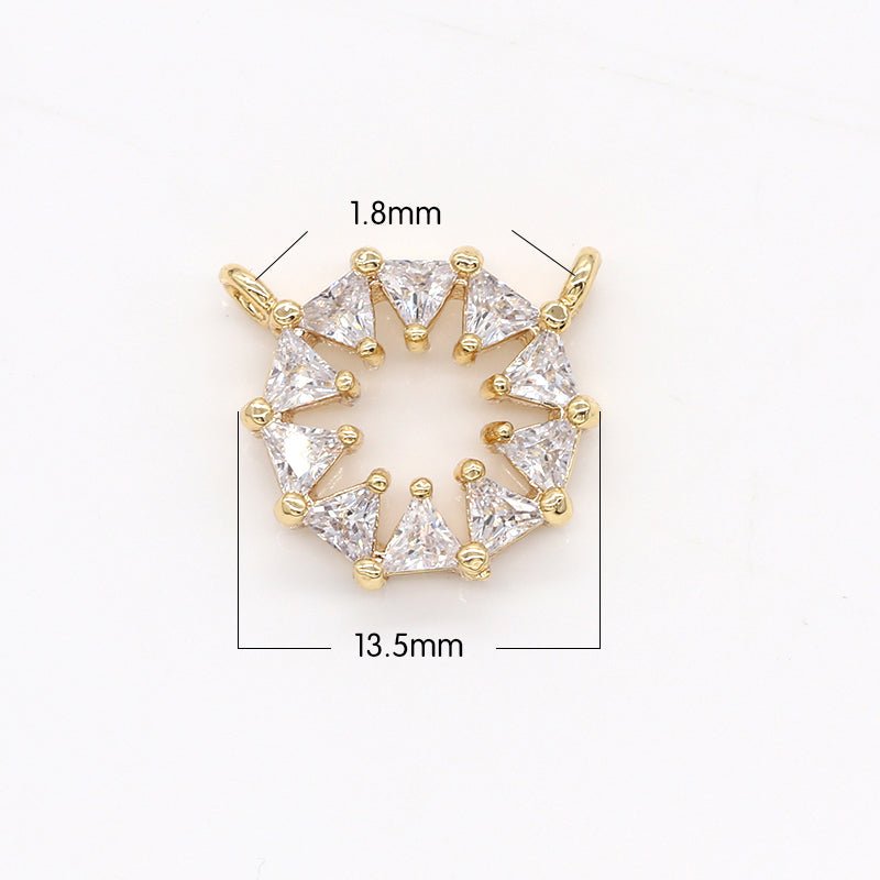 Golden Round Circle Shape Crystal Arrangement Connectors CZ Geometric Circle Crystal Jewelry Supply Component GP-781 - DLUXCA