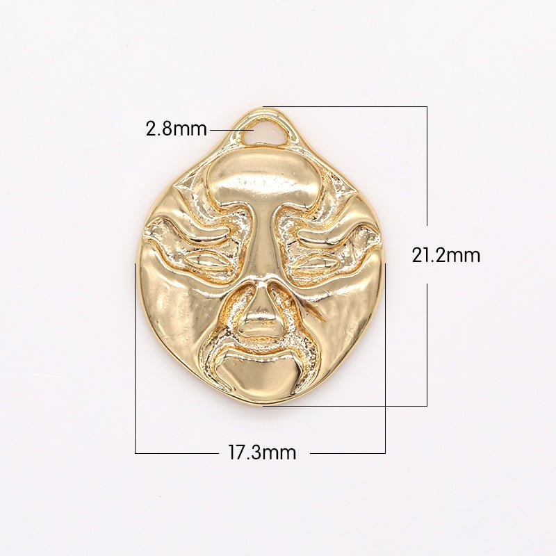 Golden Rustic Coin with Ornament Charm CZ Gold Plated Ancient Medallion Charm Pendant GP-633 - DLUXCA