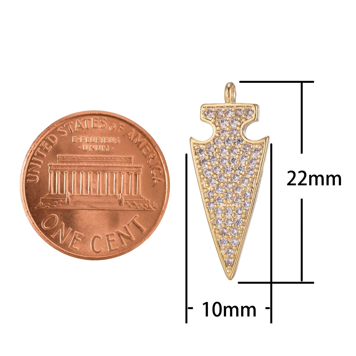 Golden Shield Charm, Micro Pave CZ Charm, 18K Gold Filled Pendant Dainty Arrow Point Puzzle Piece Necklace Charm for Jewelry MakingC-380 - DLUXCA
