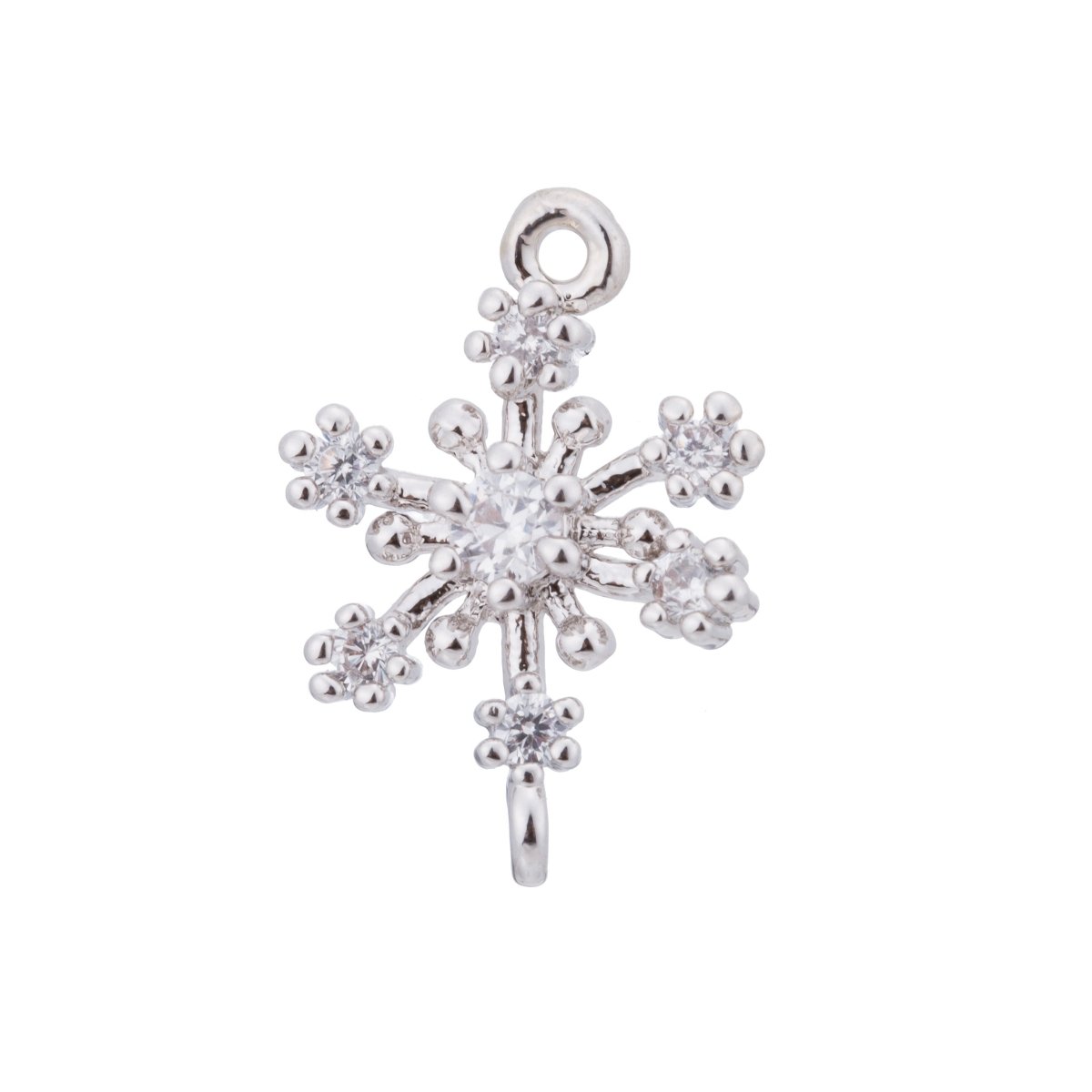 Golden / Silver Snow Flake, Gold Snowflake, Winter Frost, Frozen DIY Craft Cubic Zirconia Bracelet Charm Bead Finding Pendant For Jewelry Making, CL-C-170 - DLUXCA