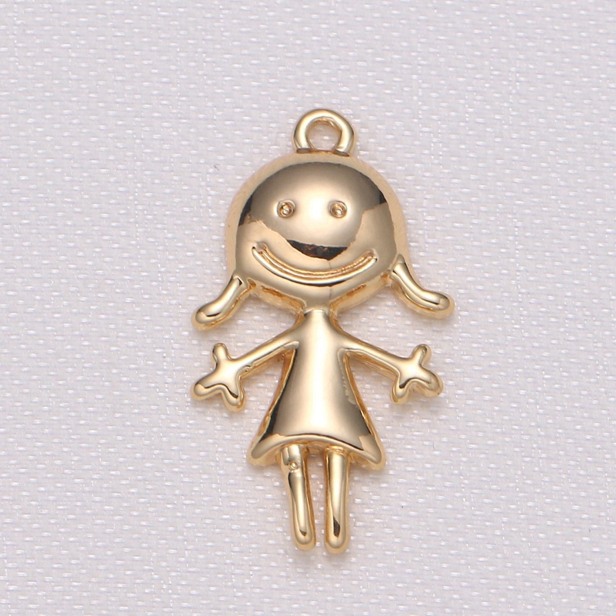 Golden Smiling Girl Charm Plain Gold Sweet Smiling Lovely Girlfriend Charm Pendant GP-872 - DLUXCA