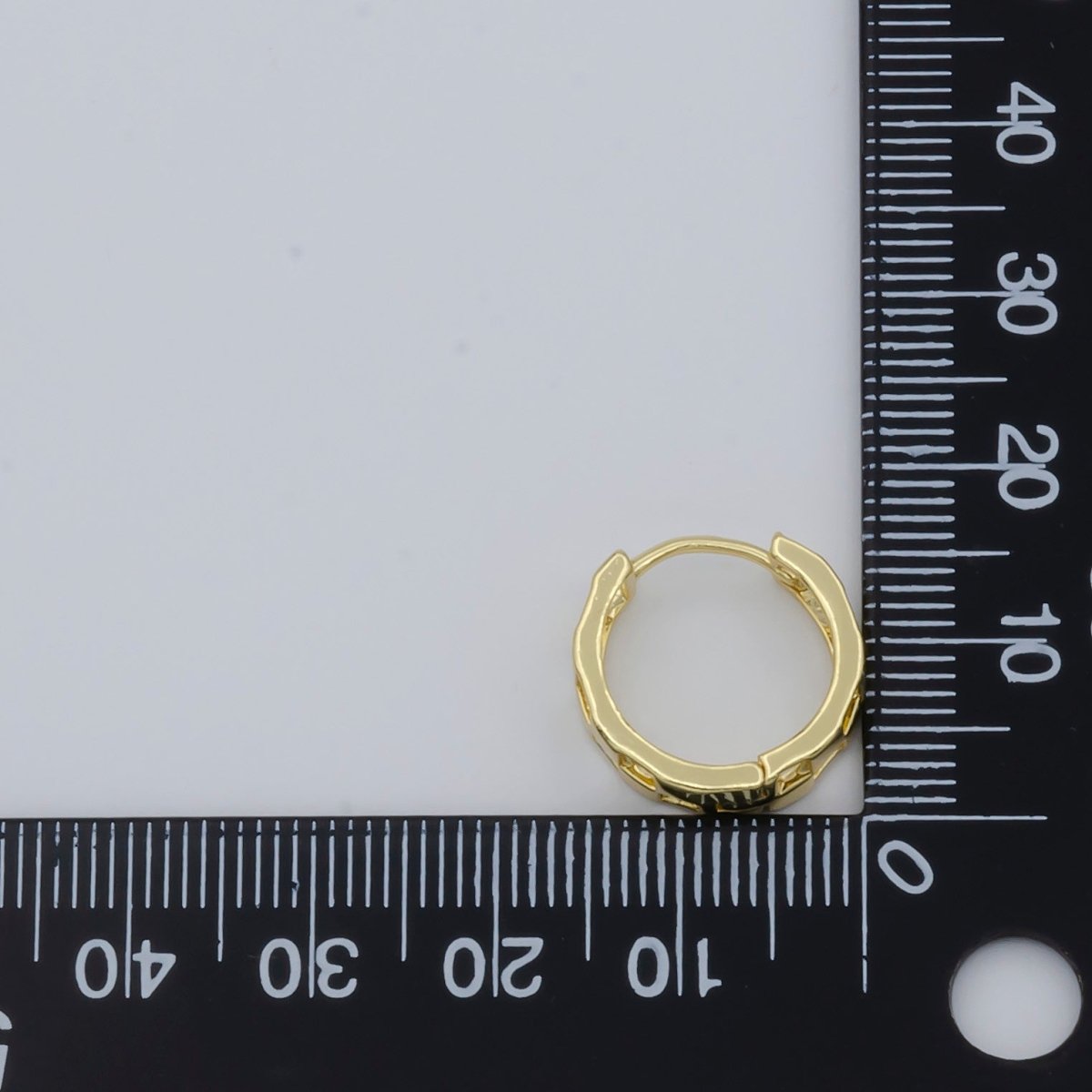 Golden Square Hole C Shape Circle Huggies Earrings, Plain Gold Filled Geometric Curvy Shape Daily Wear Earring Jewelry P-123 - DLUXCA