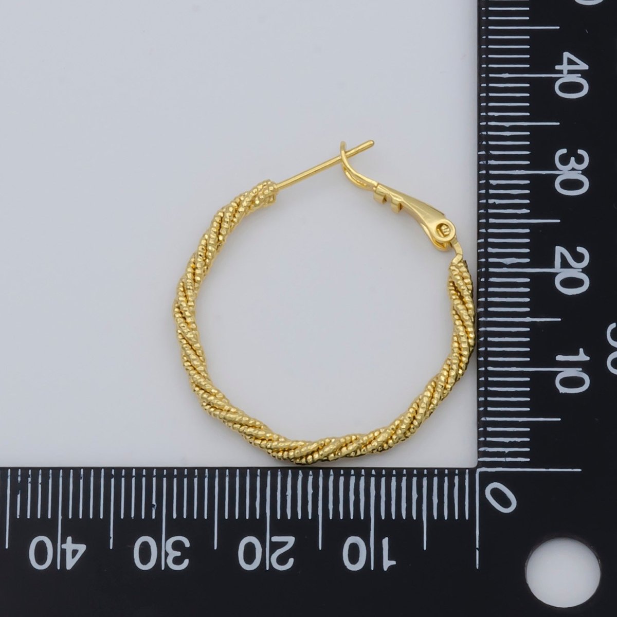 Golden Thin Circle Round Braid Huggies Earrings, Plain Gold Filled Geometric Shape Casual/Formal Daily Earring Jewelry P-107 - DLUXCA