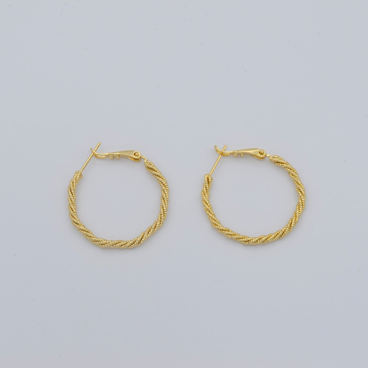 Golden Thin Circle Round Braid Huggies Earrings, Plain Gold Filled Geometric Shape Casual/Formal Daily Earring Jewelry P-107 - DLUXCA