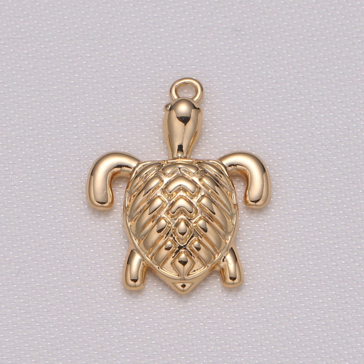 Golden Tiny Turtle Charm, Plain Gold Dainty Animal Nature Charm Pendant GP-915 - DLUXCA