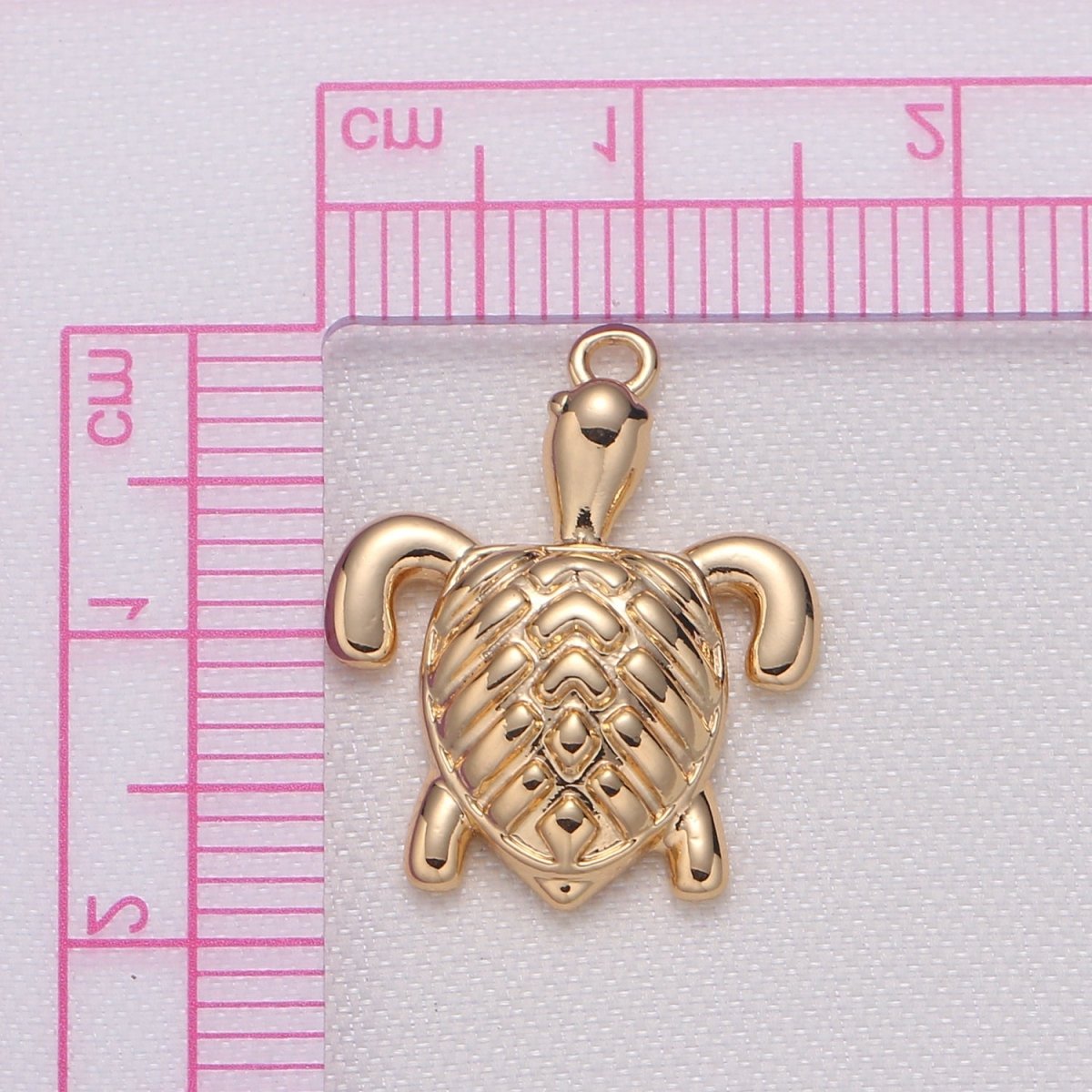 Golden Tiny Turtle Charm, Plain Gold Dainty Animal Nature Charm Pendant GP-915 - DLUXCA