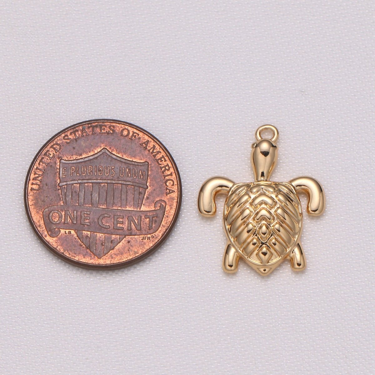 Golden Tiny Turtle Charm, Plain Gold Dainty Animal Nature Charm Pendant GP-915 - DLUXCA