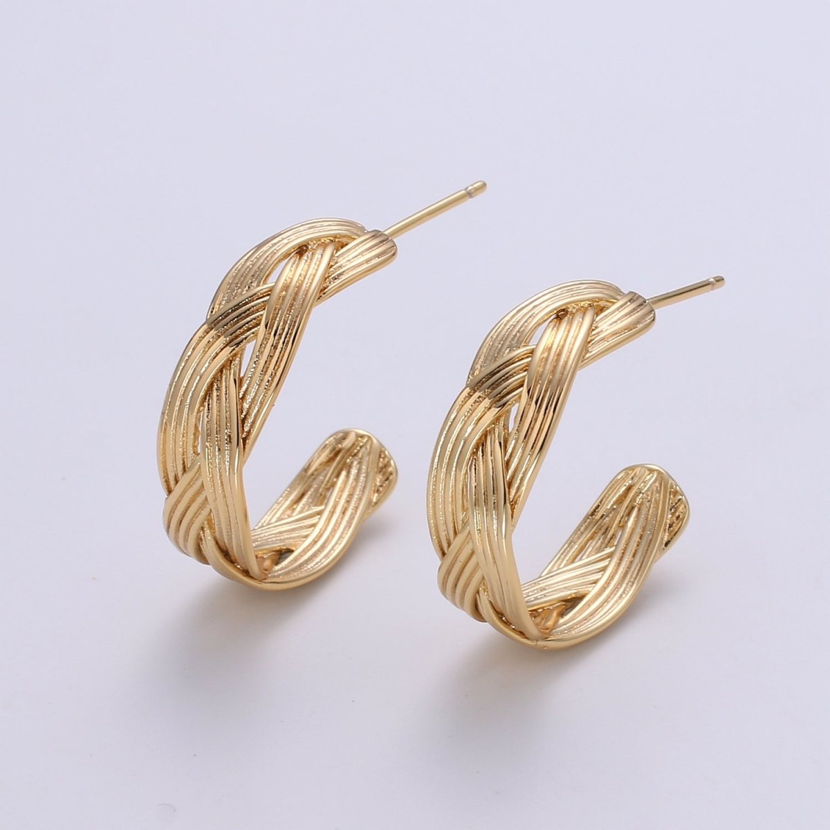 Golden Woven Spiral Studs Earring Gold Plated Layered Geometric Shape Earring Jewelry GP-899 - DLUXCA