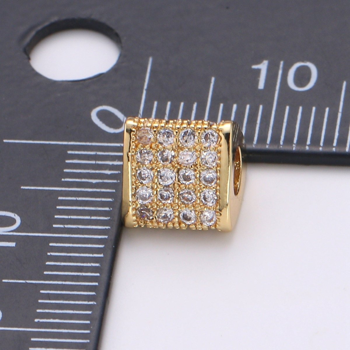 Gold/Silver Mini Crystal Triangle Tube Supplies CZ Dainty Geometric Micro Pave Jewelry Supply Component - DLUXCA