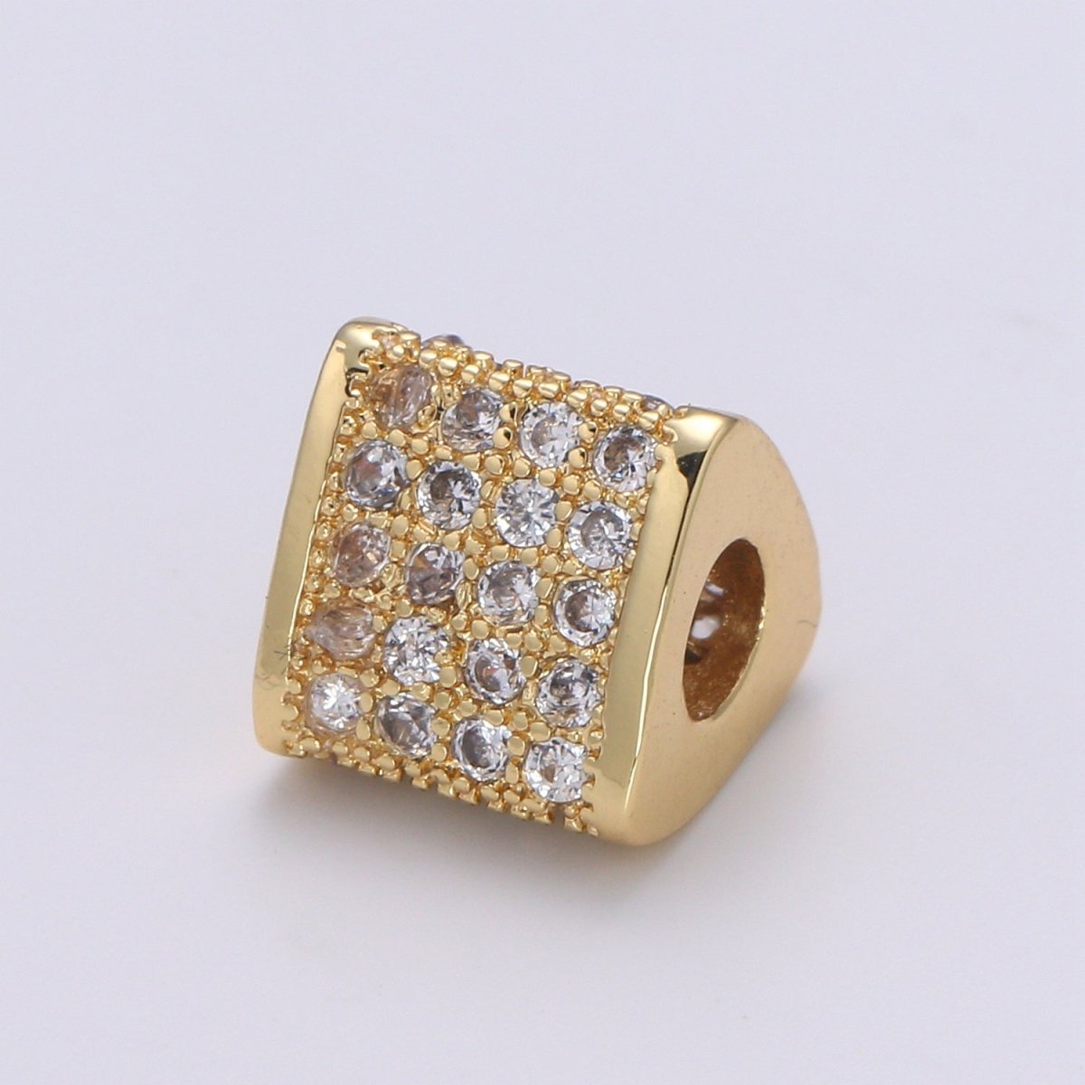 Gold/Silver Mini Crystal Triangle Tube Supplies CZ Dainty Geometric Micro Pave Jewelry Supply Component - DLUXCA