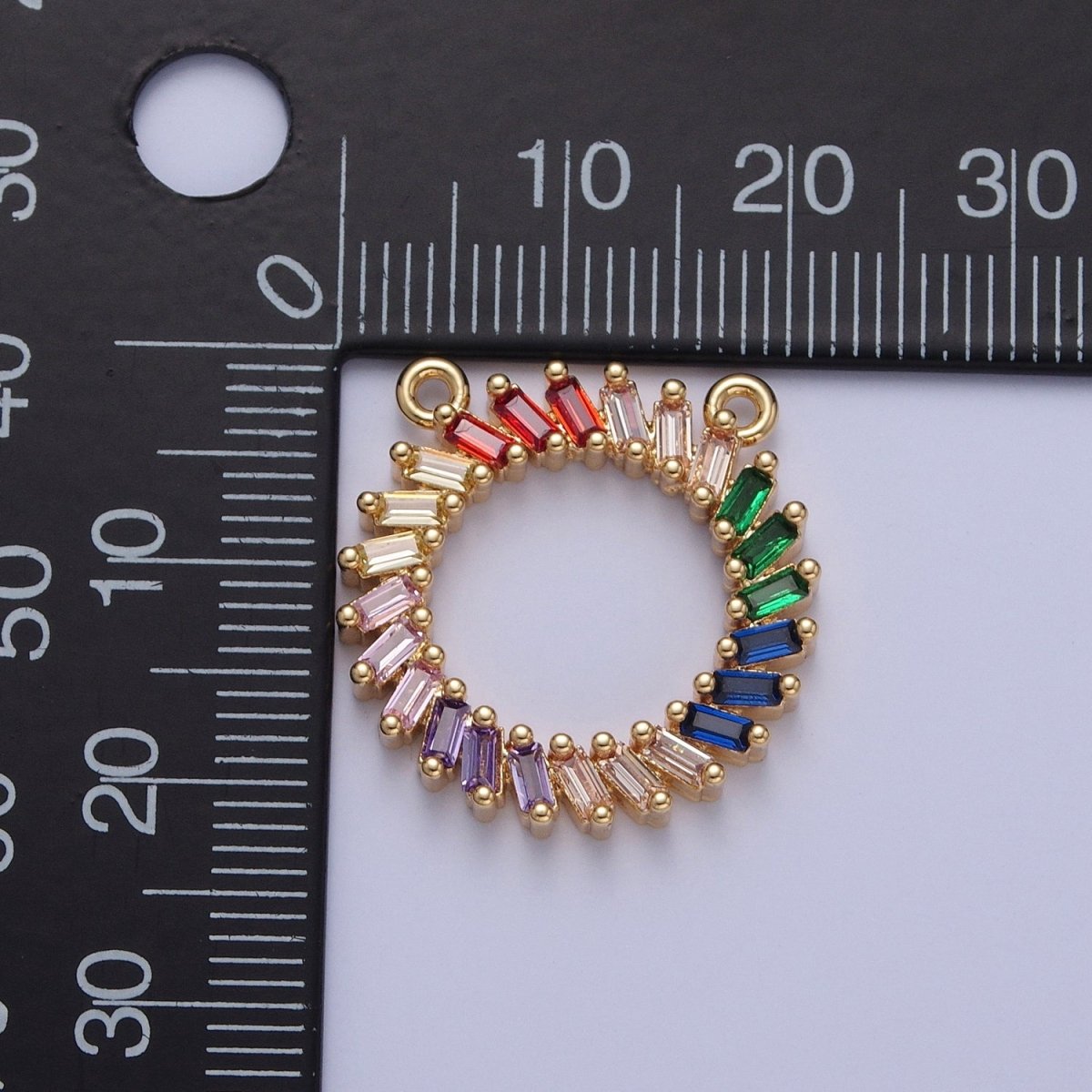 Gold/Silver Multicolor Rainbow Baguette Charm Connector For DIY Jewelry Necklace Bracelet Making F-625 F-626 - DLUXCA