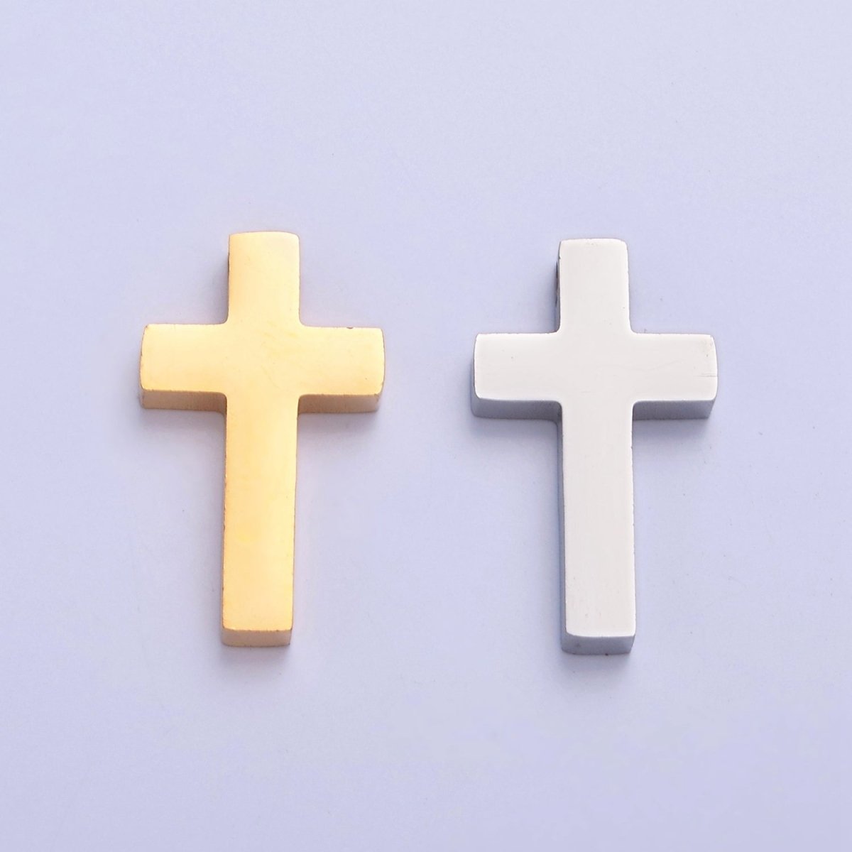 Gold/Silver Stainless Steel Religious Cross, Minimalist Spacer Bead For Jewelry Making. W-839 W-840 - DLUXCA