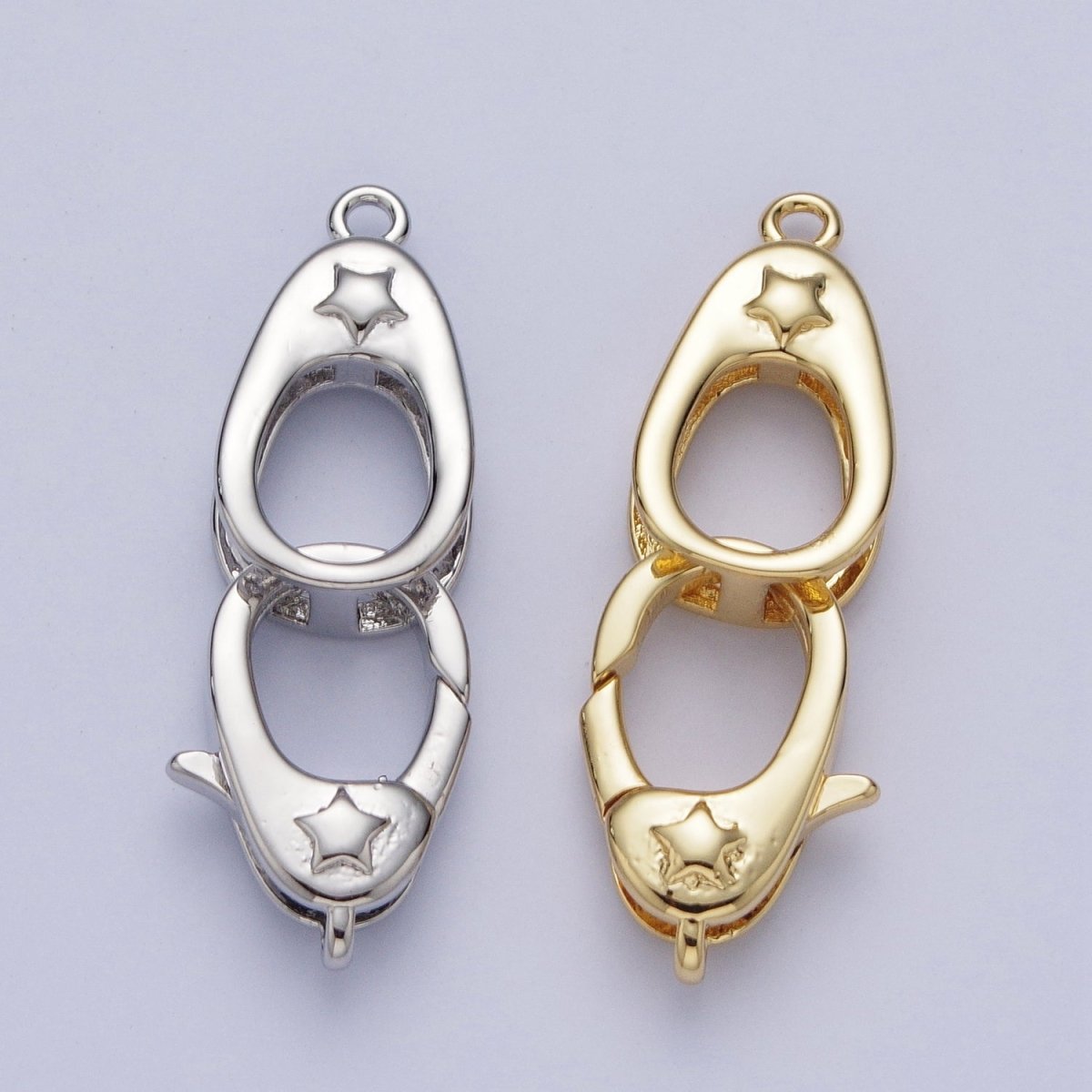 Gold/Silver Star Embossed Lobster Claw Clasps with Clasps Enhancer DIY Jewelry Supply L-866 L-867 - DLUXCA