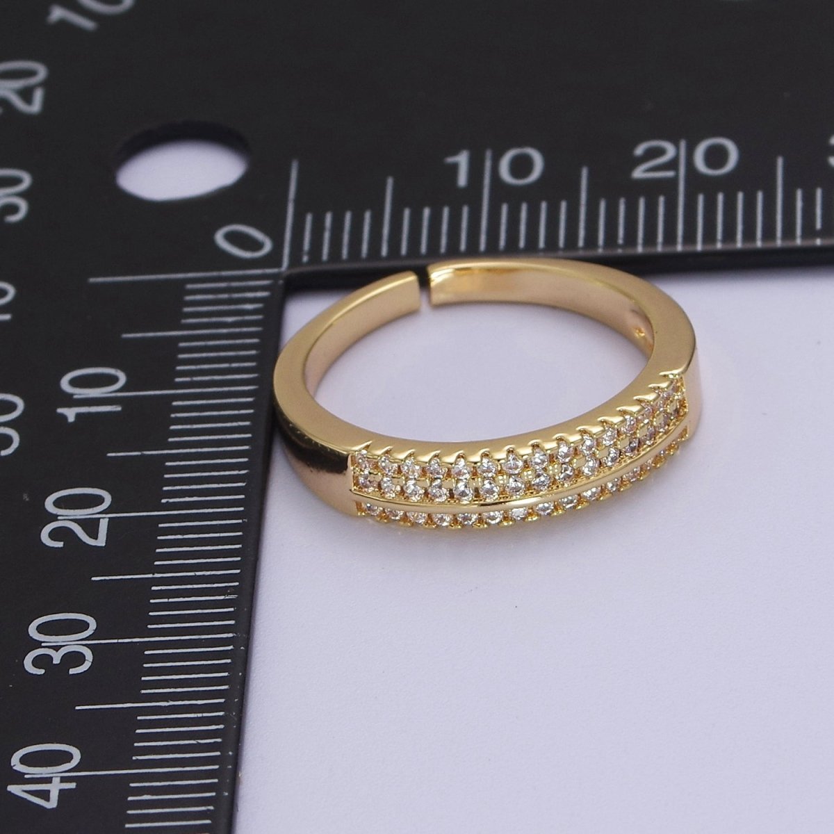 Gorgeous 14k Gold Filled Ring Clear Micro Pave Cubic Zirconia Setting Dainty Jewelry S-533 - DLUXCA
