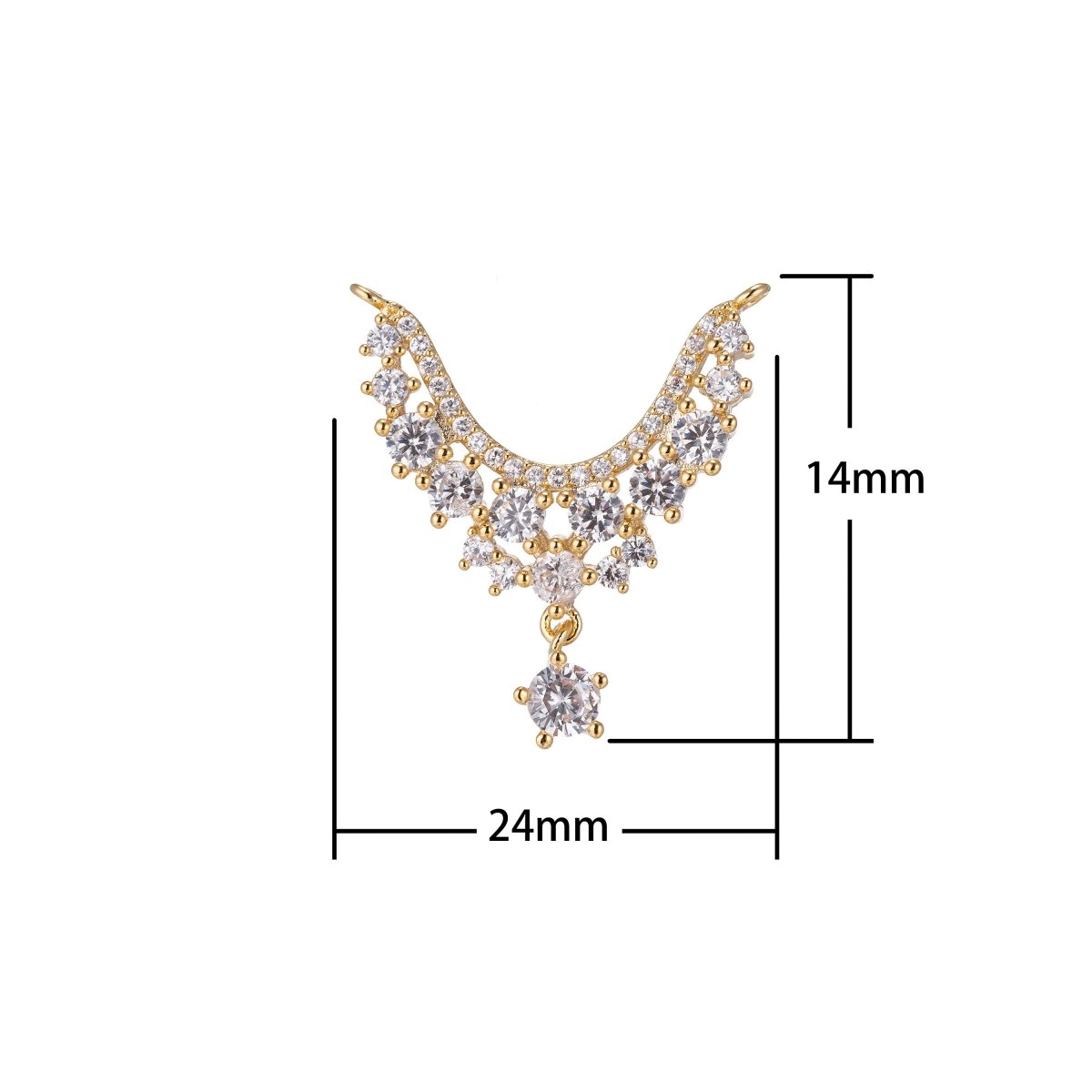 Gorgeous Dangle Gold Star Crystal Bracelet Connector, Elegant Micro Pave CZ Charm, Modern Statement Necklace Pendant for Jewelry Making F-755 - DLUXCA
