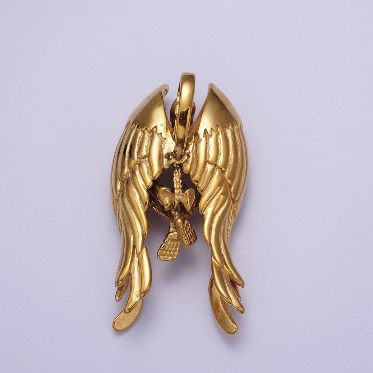 Gothic Winged Skeleton Stainless Steel Pendant in Gold & Silver | X-665 X-666 - DLUXCA