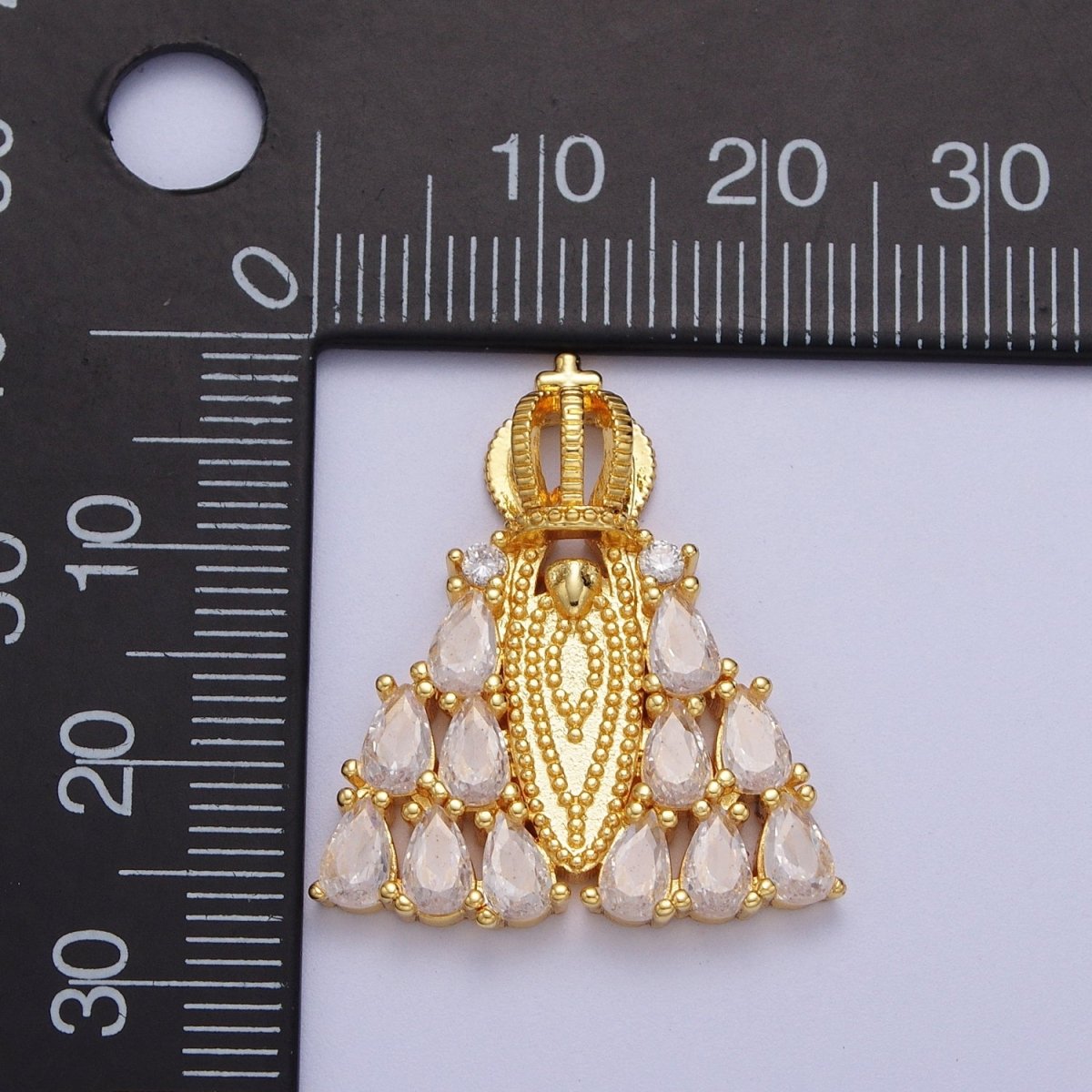 Grand Crowned Pope Religious Teardrop Cubic Zirconia Religious Pendant H-655 - DLUXCA