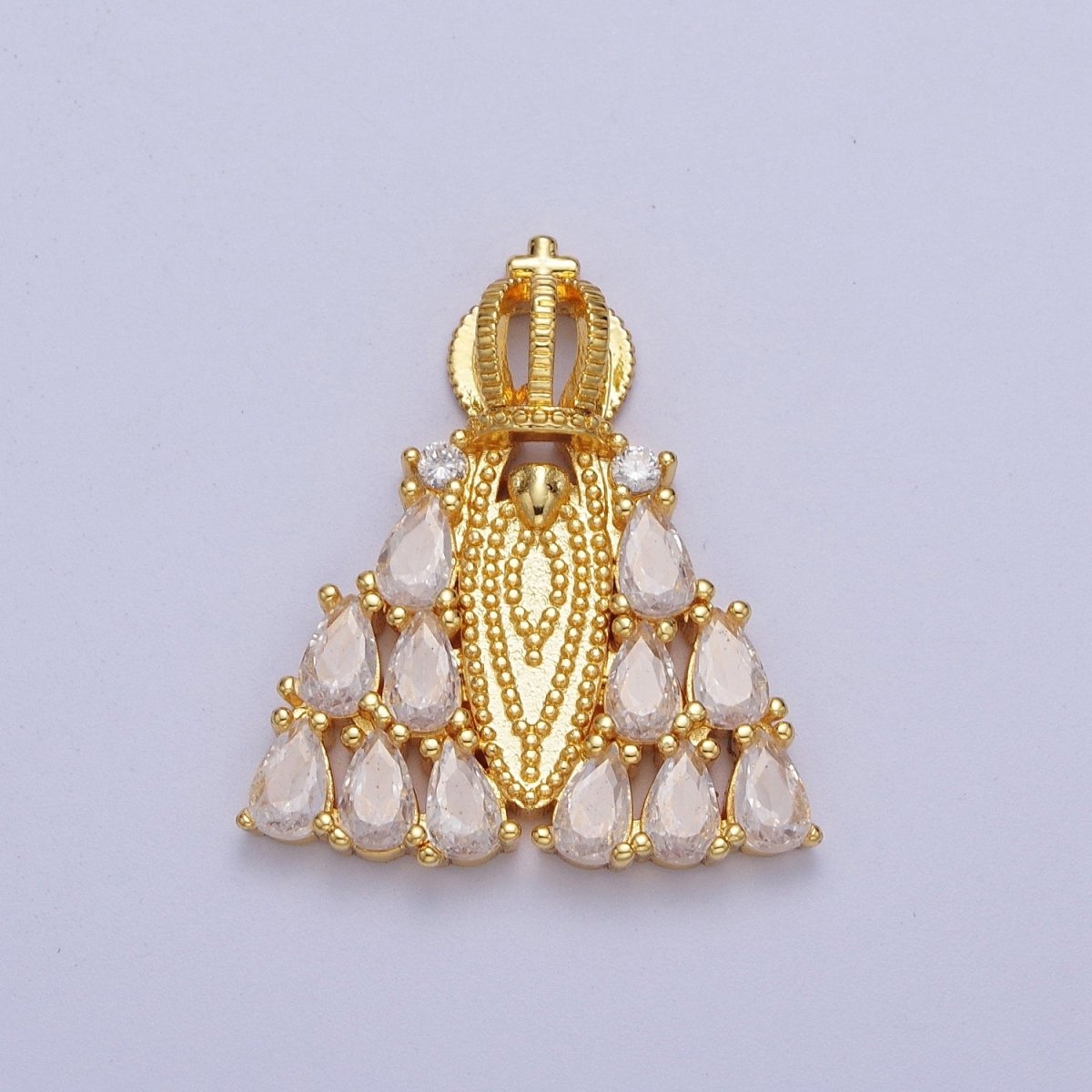 Grand Crowned Pope Religious Teardrop Cubic Zirconia Religious Pendant H-655 - DLUXCA