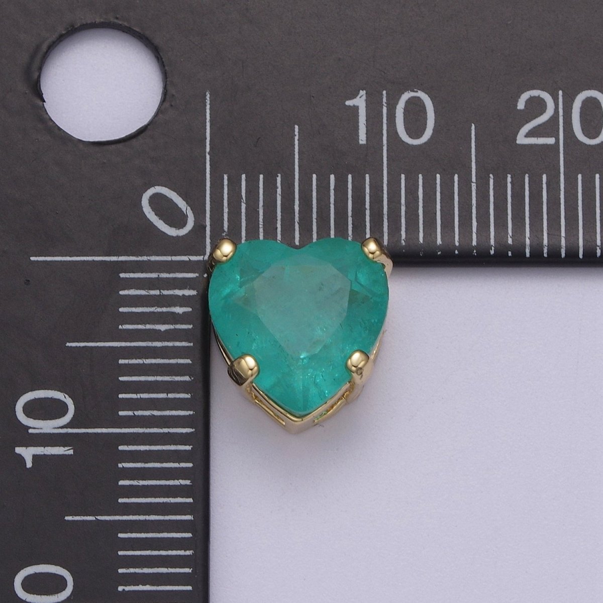 Green Aqua Cubic Zirconia Heart Charm 10mm Small Beautiful Bright 3D Love Jewelry Gold Beads spacer for Bracelet Necklace Supply B-221 - DLUXCA