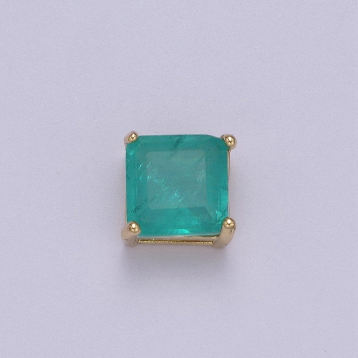 Green Aqua Cubic Zirconia Square Charm 8.7x8.5mm Small Beautiful Bright 3D Love Jewelry Gold Beads spacer for Bracelet Necklace Supply B-462 - DLUXCA