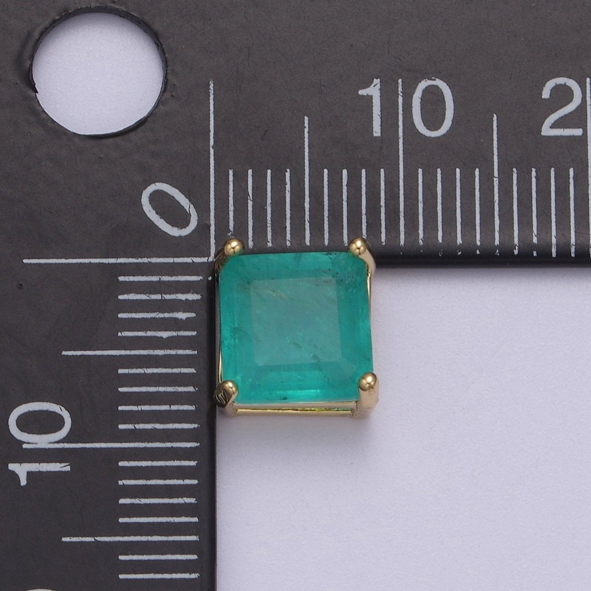 Green Aqua Cubic Zirconia Square Charm 8.7x8.5mm Small Beautiful Bright 3D Love Jewelry Gold Beads spacer for Bracelet Necklace Supply B-462 - DLUXCA