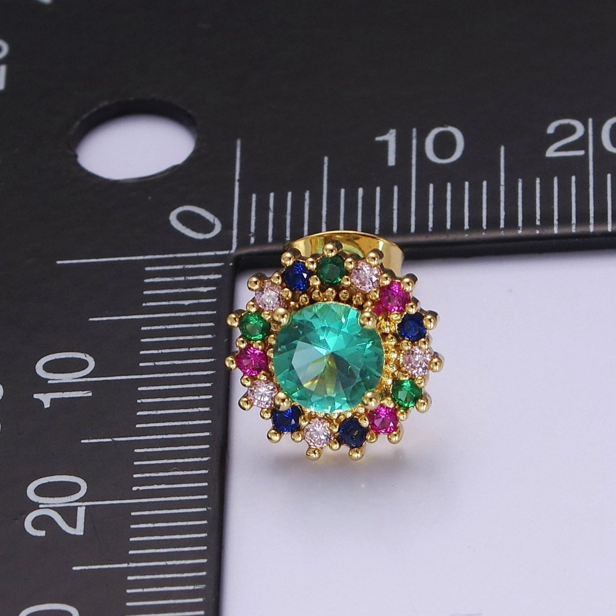 Green Aqua Sun Stud Earring V-112 - DLUXCA