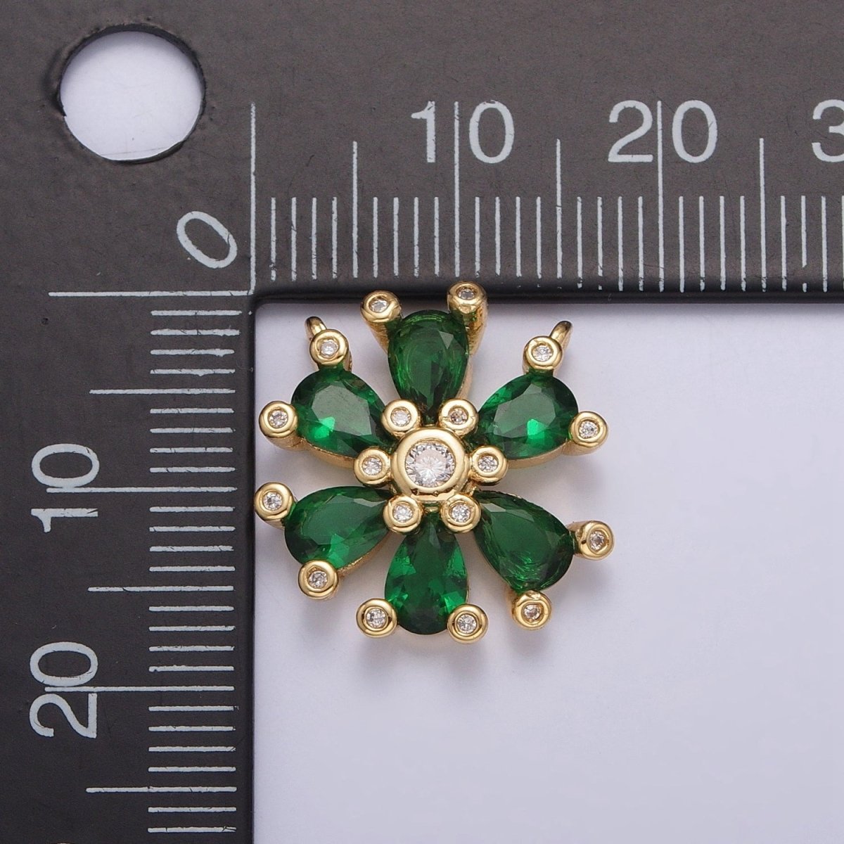 Green Cubic Zirconia Flower Connector G-914 - DLUXCA