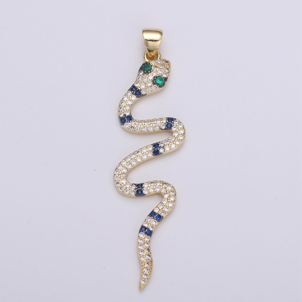 Green CZ 14k Gold Filled Snake Charm, Micro Pave Snake Pendant Charm, Gold Filled Charm, For Serpent Animal Jewelry Dangle Charm I-906 I-905 I-907 - DLUXCA
