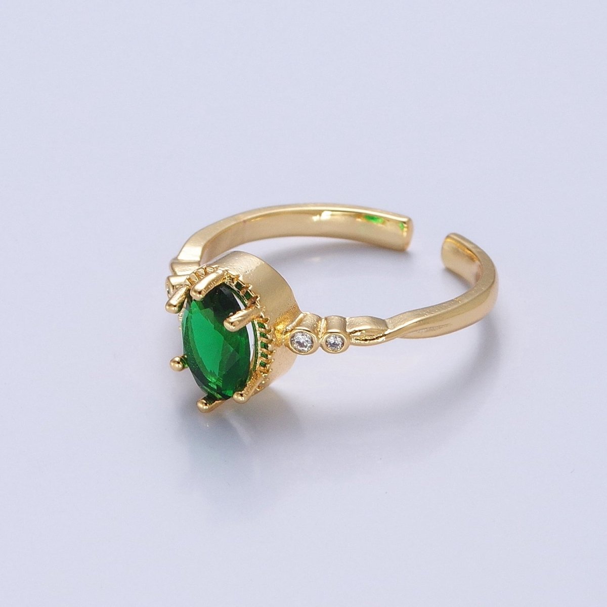 Green Emerald Ring, Emerald Oval Ring, May Birthstone, Dainty Ring O-2227 - DLUXCA