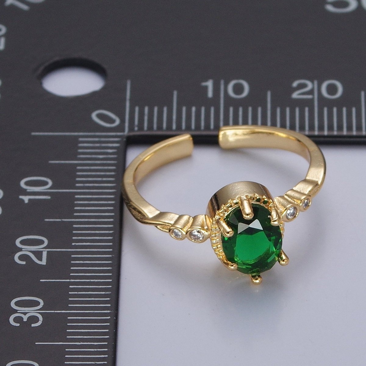 Green Emerald Ring, Emerald Oval Ring, May Birthstone, Dainty Ring O-2227 - DLUXCA