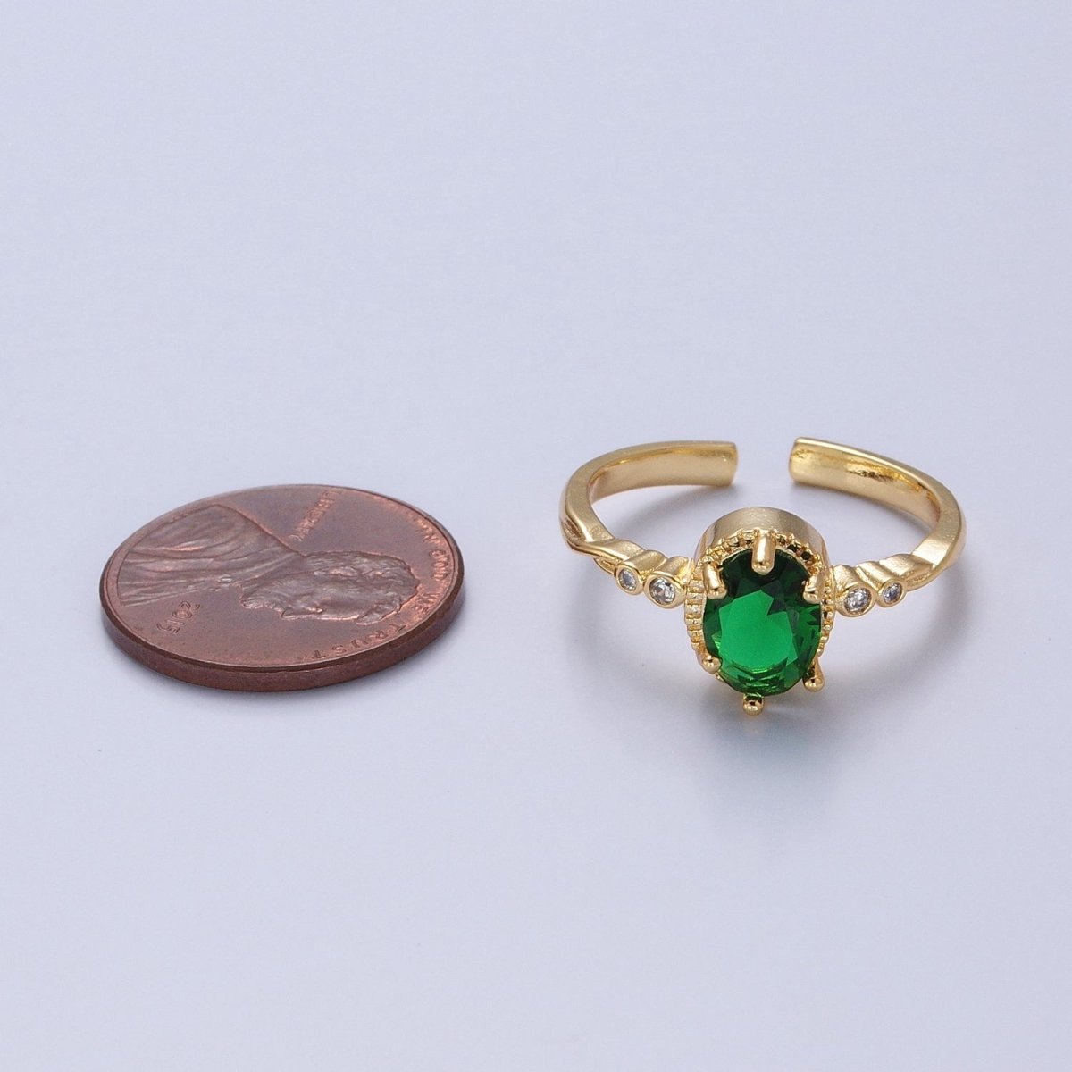 Green Emerald Ring, Emerald Oval Ring, May Birthstone, Dainty Ring O-2227 - DLUXCA