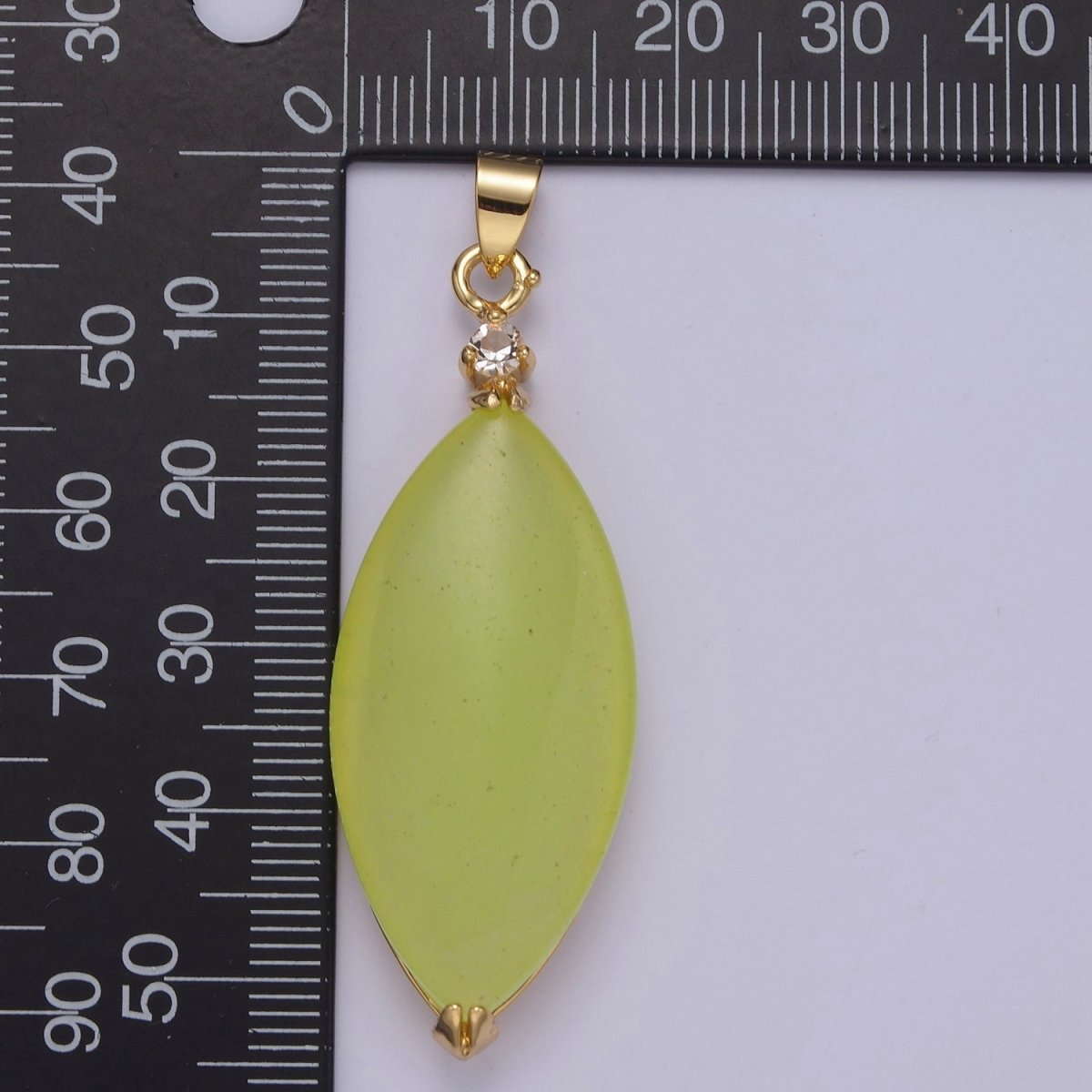 Green Jade Drop pendant charm with Gold / Silver Bail for Necklace W-630 - DLUXCA