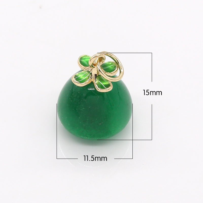 Green Mangosteen Fruit Faux Pearl Charm, Fruity Nature Charm Pendant GP-481 - DLUXCA