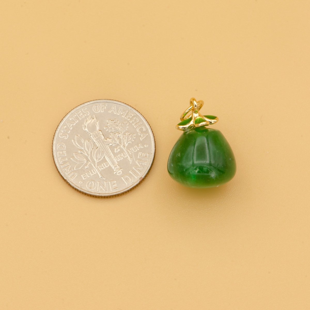 Green Mangosteen Fruit Faux Pearl Charm, Fruity Nature Charm Pendant GP-481 - DLUXCA