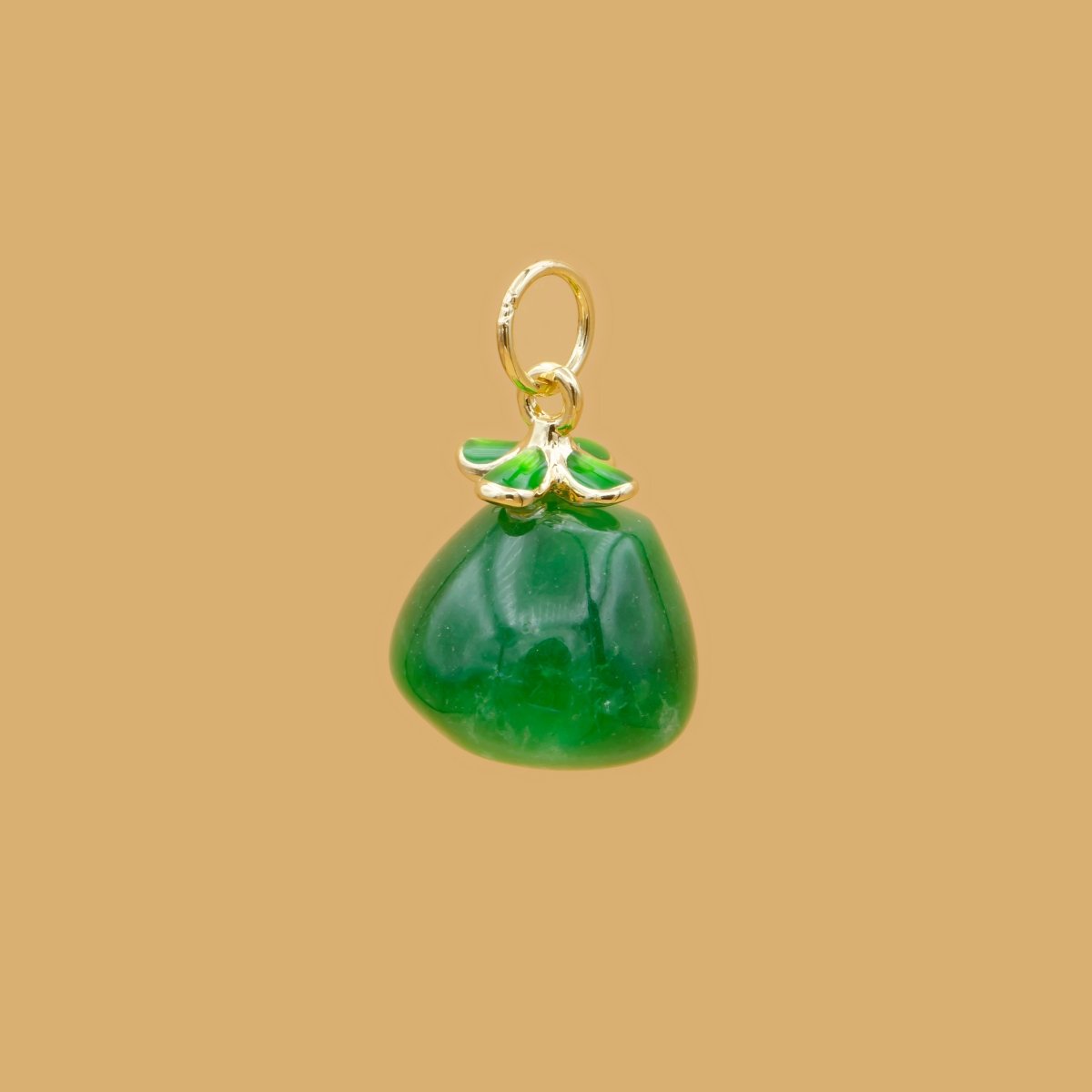 Green Mangosteen Fruit Faux Pearl Charm, Fruity Nature Charm Pendant GP-481 - DLUXCA