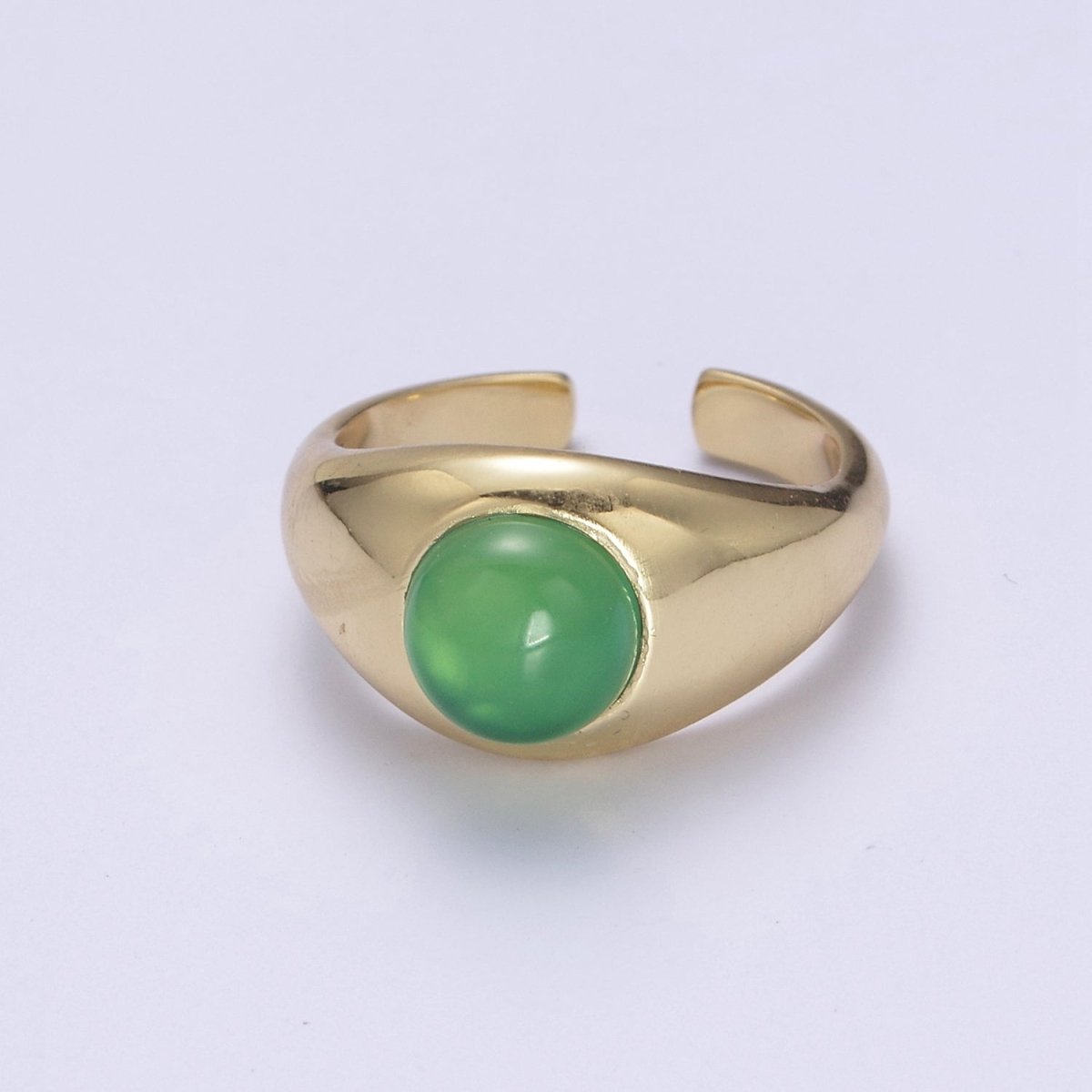 Green / Red Gem Stone Gold Dome Ring Open Adjustable Jewelry U-224 U-225 - DLUXCA