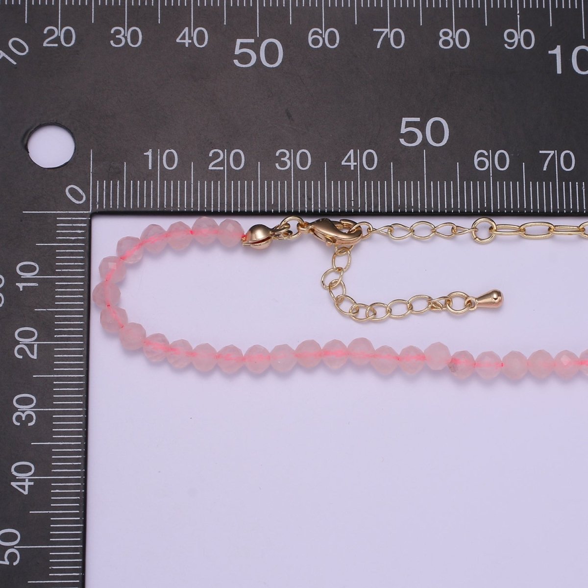 Half 14K Gold Filled Cable Link Chain, Half Dainty Pink Quartz Natural Gemstone Necklace | WA-029 Clearance Pricing - DLUXCA