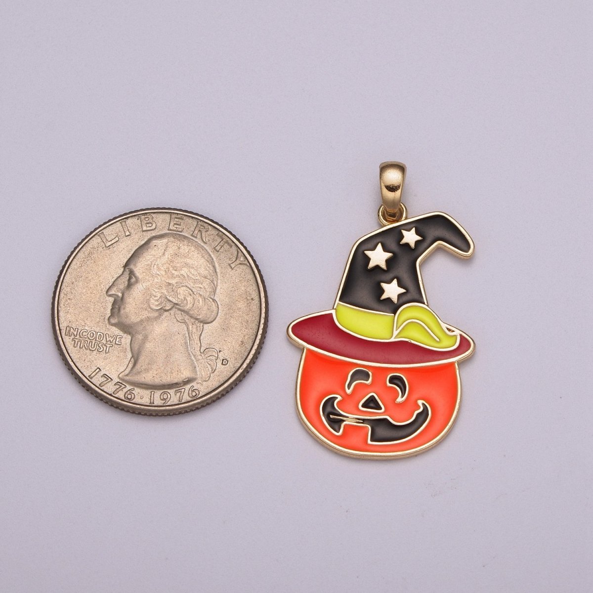 Halloween Jack o lantern pumpkin charm, Witch Hat charms, enamel charm for Necklace Scary Funny Halloween Inspired N-1425 - DLUXCA