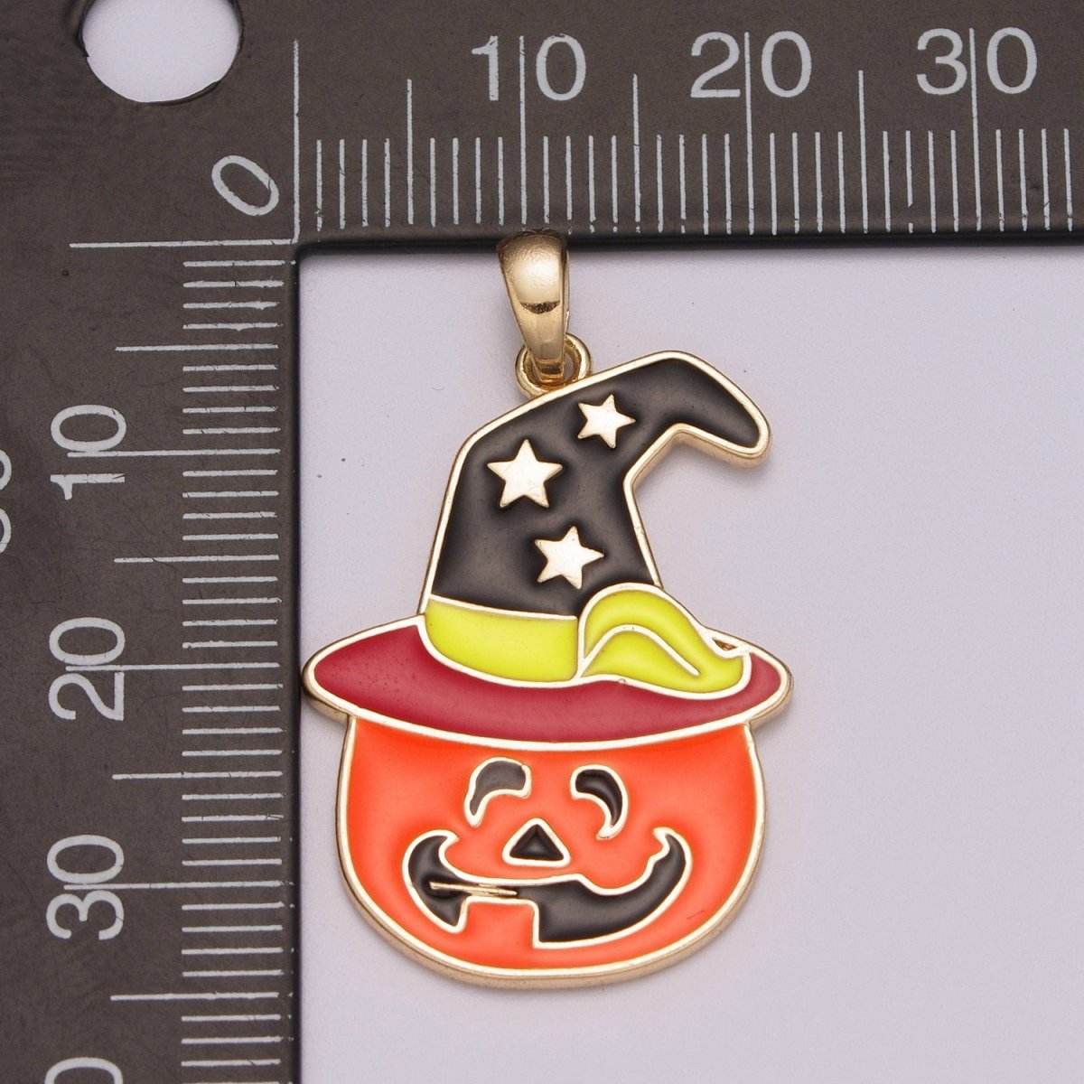 Halloween Jack o lantern pumpkin charm, Witch Hat charms, enamel charm for Necklace Scary Funny Halloween Inspired N-1425 - DLUXCA