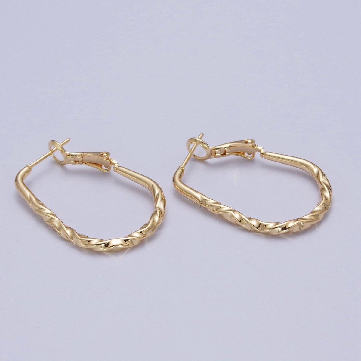Hammered Hoop Earrings - Minimalist Hoop Earrings - Modern Hoop Earrings - Gold Oval Hoop Earrings Q-342 - DLUXCA