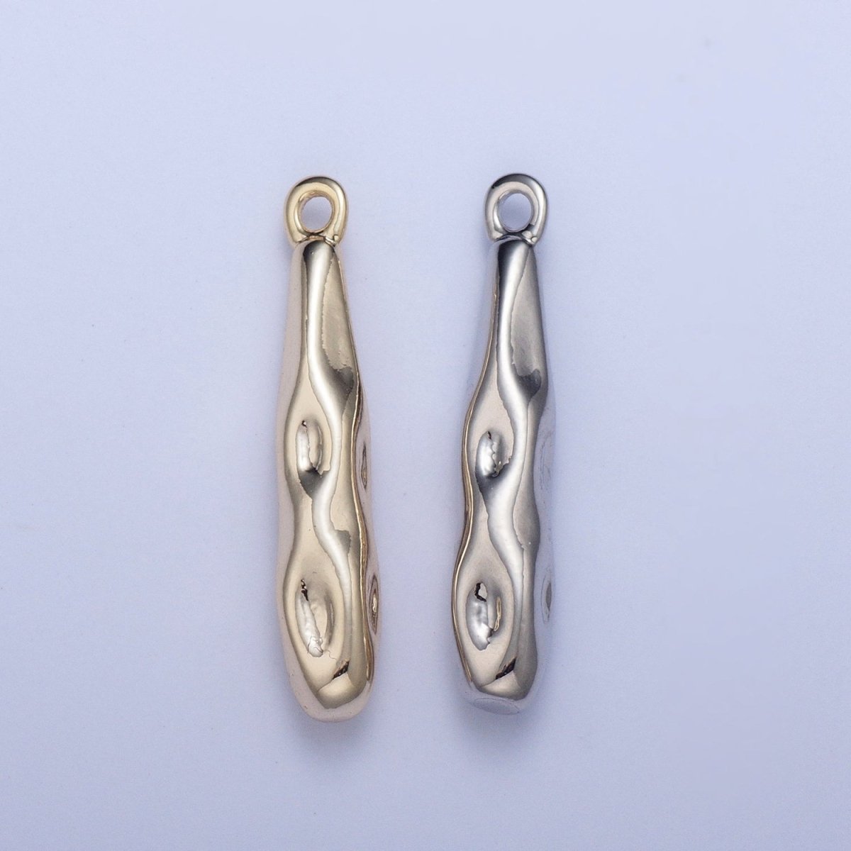 Hammered Long Club Abstract Geometric Charm in Gold & Silver | X-700 X-701 - DLUXCA