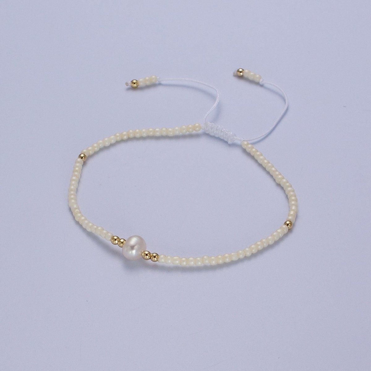 Handmade Pearl Glass Beads Knotted Adjustable Bracelet | WA-1258 - WA-1264 Clearance Pricing - DLUXCA