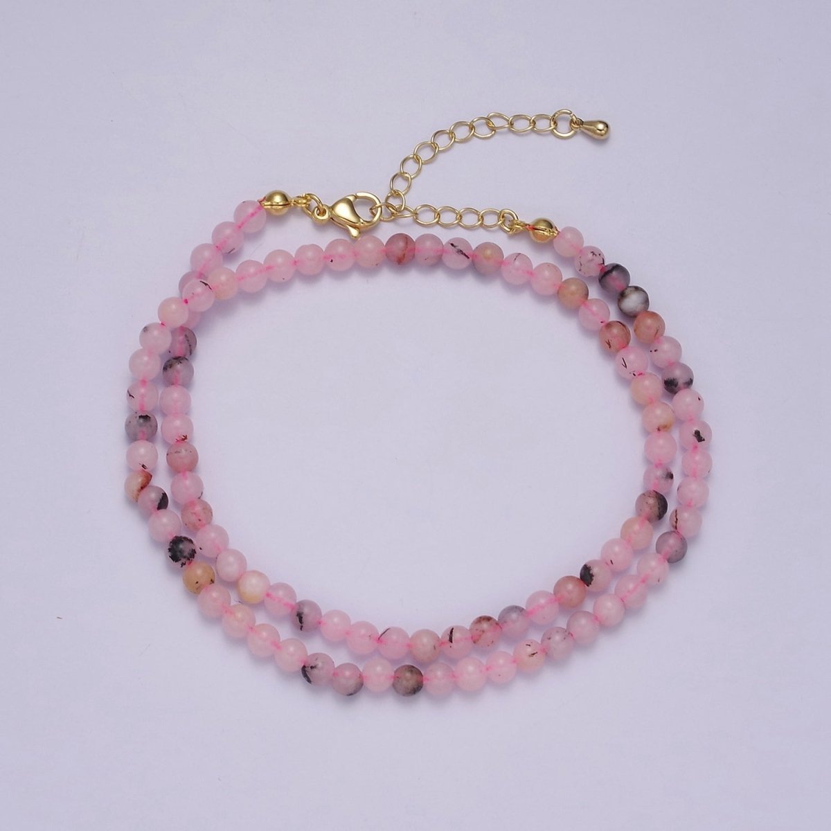 Handmade Pink Jade Bead Necklace for Layering Jewelry | WA-876 Clearance Pricing - DLUXCA