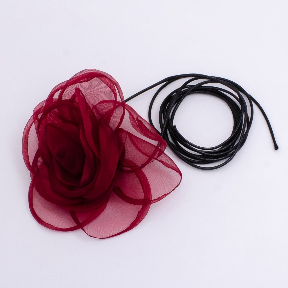 Handmade Pink, Red, Maroon, Pink, Black Tulle Rose Flower Choker Necklace | FC019 - FC023 - DLUXCA