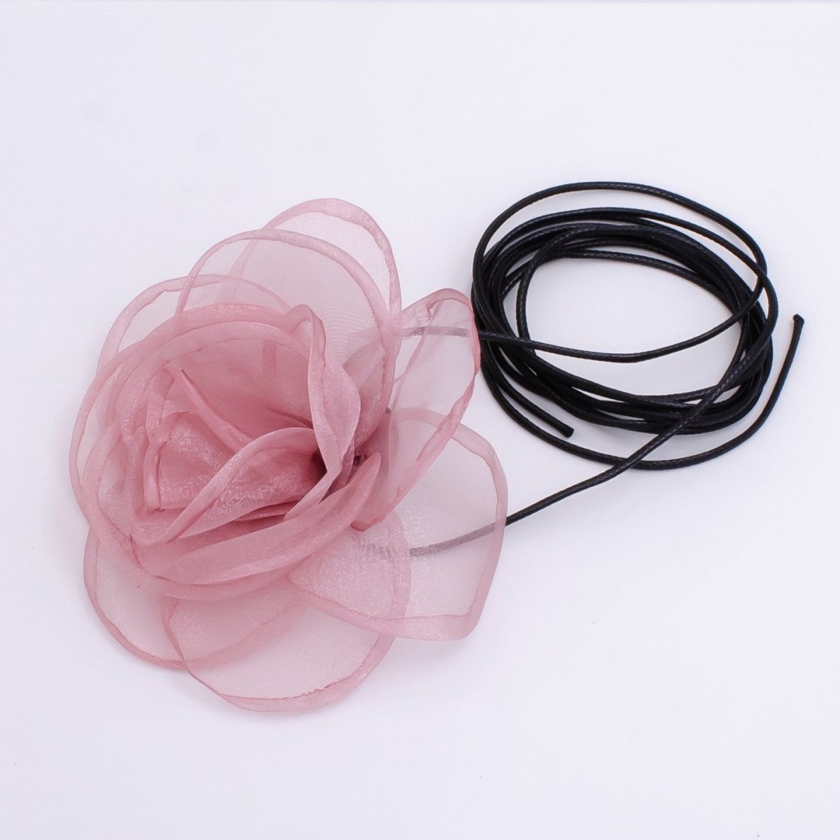 Handmade Pink, Red, Maroon, Pink, Black Tulle Rose Flower Choker Necklace | FC019 - FC023 - DLUXCA