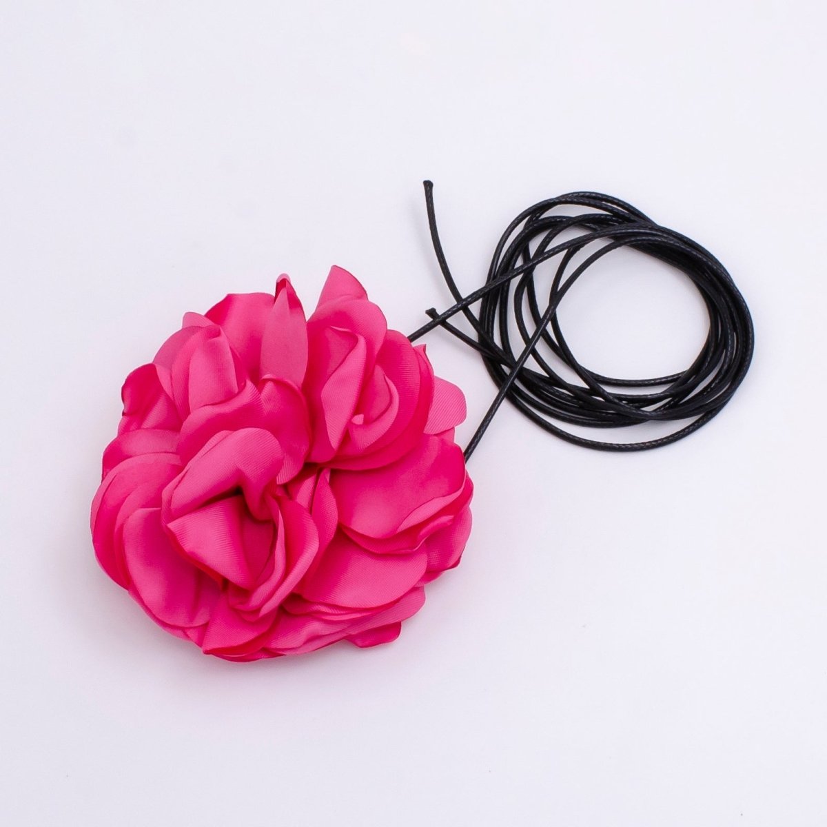 Handmade White, Red, Fuchsia, Peach, Black Rose Flower Satin Ribbon Choker Necklace | FC140 - FC018 - DLUXCA