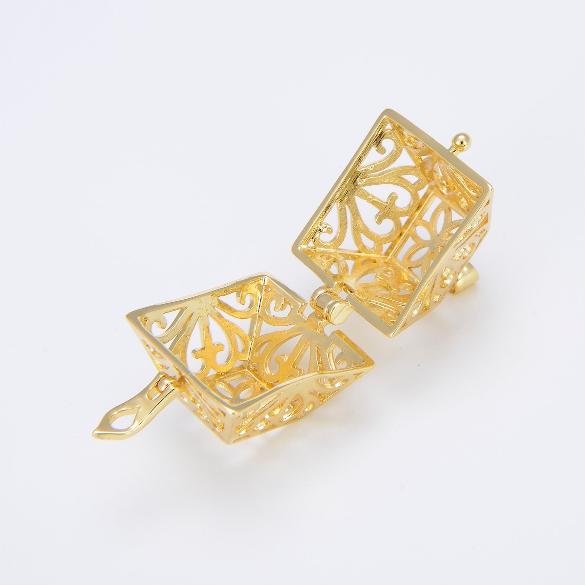 Healing Stone cage locket pendant Gold Hexagon Pendant, Gemstone Diffused Jewelry Making, DIY Gemstone Natural Stone Locket Charms necklace H-738 - DLUXCA