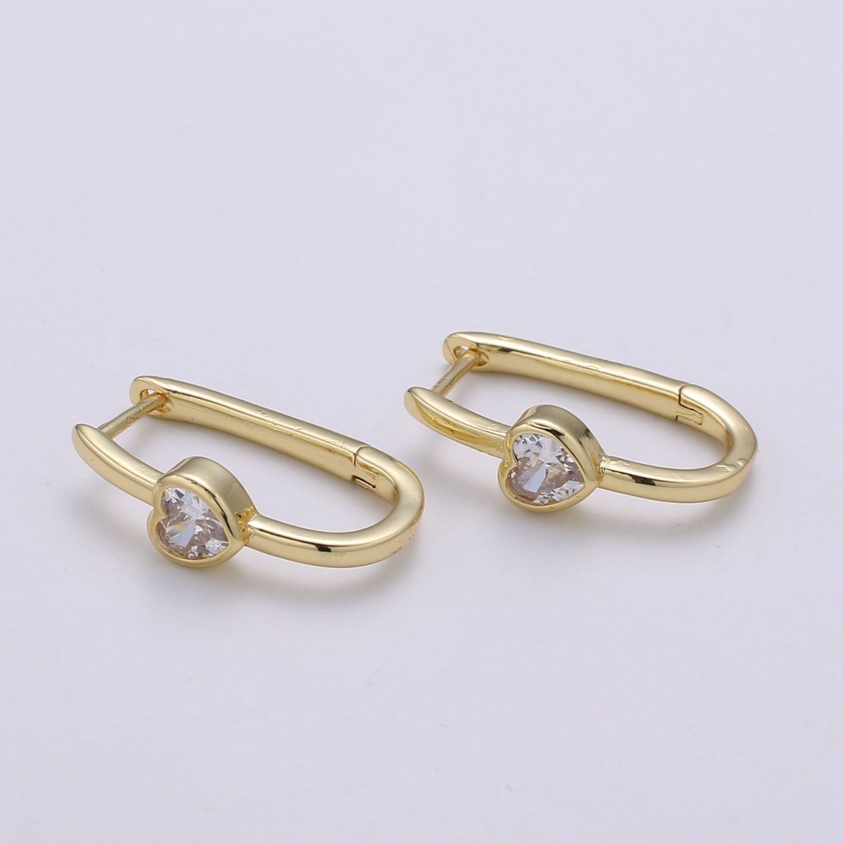 Heart Cubic Pave Gold Lever backs Earring, Solitaire Pave CZ Fish Loop Earring, Vintage Gold Micro Pave Earring for DIY Earring - 1392 Q-414 - DLUXCA