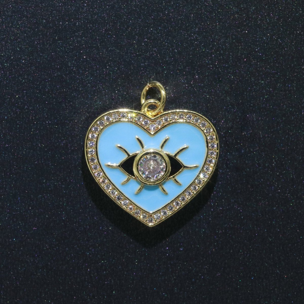 Heart Enamel Evil Eye Gold Filled Charm M-157-M-166 - DLUXCA