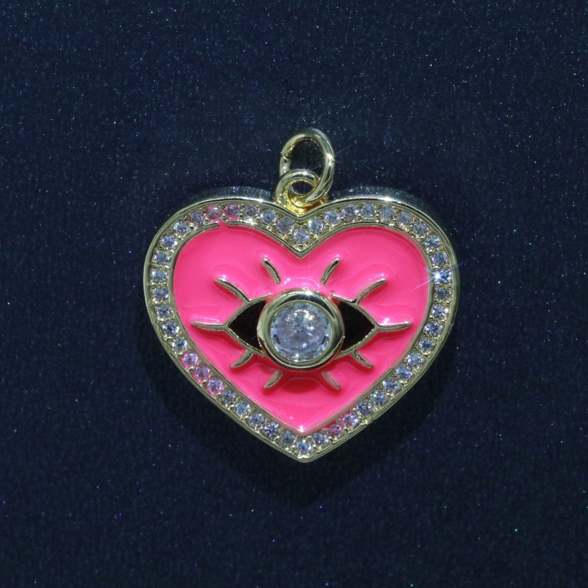 Heart Enamel Evil Eye Gold Filled Charm M-157-M-166 - DLUXCA